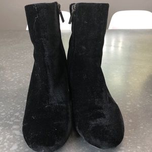 Black velvet booties